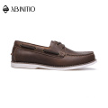 ABINITIO High Quality Stylish Brown Leather Slip On Men Flat Casual Loafers Shoes